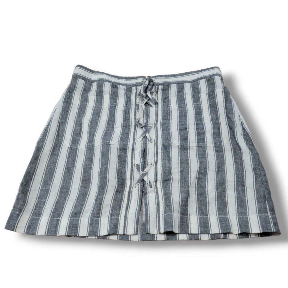 Madewell Skirt Size 4 W30"in Waist A-Line Skirt Linen Blend Mini Skirt Striped
